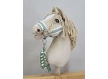Set Per Cavallo Da Tiro: Cavezza A3 Con Pelliccia Bianca + Cordino Per Cavezza - Bianco-Salvia - 5902366024551