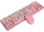 Set Di Tastiera E Mouse, 2,4 Ghz 104 Tasti Stile Macchina Da Scrivere Retrò Ufficio Tastiera Meccanica Da Tavolo Combinazione Di Mouse Con Pulsante Multimediale (Rosa)