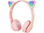 Cuffie Per Bambini, Cuffie Bluetooth Per Bambini, Cuffie Over-Ear Per Gatti, Con Luce Led, Cuffie Pieghevoli Senza Fili, Cuffie Per Bambini Con Microfono