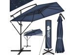 Tillvex® Ombrellone Rettangolare In Alluminio Ø 330 Cm Blu Navy + Copertura Con Manovella | Ombrellone Quadrato A Sbalzo Con Supporto E Protezione Dal Vento | Ombrellone Da Giardino In Alluminio Protetto Dai Raggi Uv | Ombrellone Con Manovella Impermeabile Ruotabile A 360°