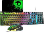 Set Tastiera E Mouse 12 Modalità Di Illuminazione Rgb 104 Tasti Illuminazione Completa Anti-Ghosting Tastiera 2400 Dpi Mouse Ottico Da Gioco Usb A 6 Pulsanti