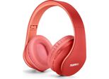Cuffie Over-Ear Senza Fili, Cuffie Bluetooth Con Microfono, Cuffie Stereo Pieghevoli (Rosso)