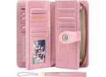 Portafoglio Grande Da Donna (Portafoglio Grande Da Donna In Pelle Vintage, Portafoglio Da Donna Con Protezione Rfid), Con 24 Scomparti Per Carte Di Credito