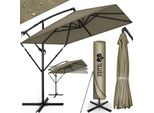 Tillvex® Ombrellone In Alluminio Rettangolare Ø 330 Cm Marrone + Copertura Con Manovella | Ombrellone Quadrato Con Supporto E Parabrezza | Ombrellone Da Giardino Protezione Uv In Alluminio | Ombrellone A Manovella Impermeabile Ruotabile A 360°