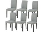 Sedia Da Pranzo 'Hamburg' Set Di 6 Sedie Imbottite Gambe In Legno Grigio Chiaro