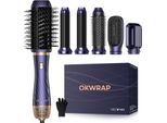 Okwrap Airstyler Set 6 In 1, Phon Con Spazzola Rotonda, Spazzola Per Capelli Ad Aria Calda, Spazzola Termica, Ferro Arricciacapelli A Flusso D'aria Automatico, Accessori Per Spazzole Volumetriche