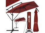 Tillvex® Ombrellone In Alluminio Rettangolare Ø 330 Cm Rosso + Copertura Con Manovella | Ombrellone Quadrato A Sbalzo Con Supporto E Frangivento | Ombrellone Da Giardino In Alluminio Con Protezione Uv | Ombrellone Con Manovella Impermeabile Ruotabile A 360°