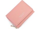 Mini Borsellino Da Donna In Pelle, Borsellino Di Grande Capacità, Borsellino Da Donna Con Molti Scomparti (Rosa)