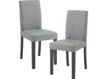 Sedia Da Pranzo 'Hamburg' Set Di 2 Sedie Imbottite Gambe In Legno Tessile Grigio Chiaro