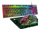 Tastiera E Mouse Da Gioco, Retroilluminazione Rgb, Ergonomici, Usb, Sensazione Meccanica, Tastiera Da Gioco + 2400 Dpi, 6 Tasti, Arcobaleno Ottico