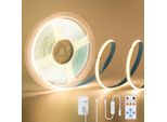 Striscia Led Cob Pautix Bianco Caldo 2700 K, 3 M 480 Led/M Dimmerabili 24 V Set Di Luci Flessibili Alimentatore Con Telecomando Rf, Cri 85+ Luce Di Fondo Luminosa