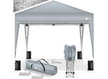 Gazebo Tillvex 3X3M Impermeabile Grigio + Set Di 4 Sacchi Di Sabbia | Gazebo Pop-Up Pieghevole Stabile E Regolabile In Altezza | Tenda Da Giardino Protezione Uv 50+ | Tenda Da Festa Con Borsa Per Giardino