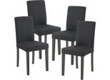 Sedia Da Pranzo 'Hamburg' Set Di 4 Sedie Imbottite Gambe In Legno Nero