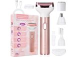 Acwoo Rasoio Elettrico Donna, Rasoio 4 In 1 Tipo Bagnato, Epilatore Indolore Zona Bikini, Ascelle, Gambe, Braccia Viso, Ricarica Usb, Impermeabile