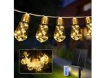 Guijiyi Outdoor Solar Fairy Lights, Luci 20 Lampadine, 8,7 M All'aperto, 8 Modalità, Corda Di Canapa Vintage, IP65 Giardino Resistente Alle Intemperie,