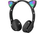 Cuffie Per Bambini, Cuffie Per Bambini Bluetooth, Cuffie Per Ragazze Cat Ear Over-Ear Con Luce Led Cuffie Stereo Pieghevoli Senza Fili, Cuffie Per Bambini