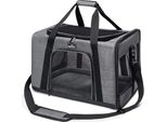 Wakytu Borsa Per Cani Viaggi Aerei, Trasportino Per Cani Gatti, Trasporto Animali Domestici, Custodia Pieghevole, Trasportino Per Gatti, Auto, Traspirante (Grigio)