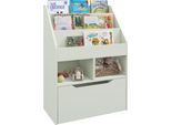 Homcom Libreria Per Bambini Libreria Per Bambini Con Cassetto, 3 Scomparti E 2 Scomparti Aperti, Scaffale Per La Camera Dei Bambini, Stanza Dei Giochi, Verde Chiaro, 60 X 29,9 X 90 Cm