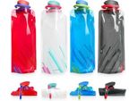 Confezione Da 4 Borracce Pieghevoli, Bottiglia Da 700 Ml, Colori, Clip Per Bottiglia Ripetibile Senza Bpa - Escursionismo, Viaggi, Avventura, Fitness, Palestra