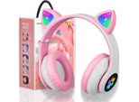 Bambini Ragazze Cat Ear Cuffie Sopra L'orecchio Con Luce Led Cuffie Stereo Pieghevoli Bluetooth, Cuffie Senza Fili Con Microfono Per Tablet / Mobile / Pc