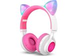 Riwbox CT-7 Cuffie Bluetooth Cat Ear Led Wireless Pieghevoli Over-Ear Con Microfono E Controllo Del Volume Per Smartphone/Laptop/Pc/Tv