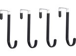 Inf Ganci Sopra La Porta Senza Foratura, Spessore 10 Mm Per Porte Da 3,7 Cm (Confezione Da 4) - Acciaio Inossidabile E Plastica Nero