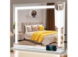 Zmh Specchio Per Il Trucco Con Luce, Specchio Da Toilette 70X55 Cm Con Luce, Led Dimmerabile A Sfioramento Con 3 Modalità Di Luce A Colori, Specchio Con Ingrandimento 5X, Connessione Usb, Specchio Vanity Per Camera Da Letto