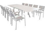 Milanihome.It - Set Tavolo Giardino Allungabile Rettangolare 200/300X110 Con 10 Poltrone In Alluminio Tortora Per Esternodi Coloretortora