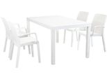 Milanihome.It - Set Tavolo Fisso In Wicker Cm 150X90 Compreso Di 4 Sedute Colore Biancodi Colorebianco