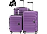 Hauptstadtkoffer Mitte - Set Di Valigie 3 Misure + Etichetta Digitale Per Bagagli, Trolley Da Viaggio Con Espansione Xl Set Di Valigie Bagaglio Da Stiva, Melanzana