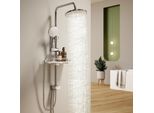 Sistema Doccia Doccia A Pioggia Set Completo Con Mensola, Doccetta A 3 Modalità Di Getto, Doccia A Pioggia Cromata Senza Raccordo, Set Doccia Con Tubo In Acciaio Inox