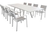 Milanihome.It - Set Tavolo Giardino Allungabile Rettangolare 200/300X110 Con 8 Poltrone In Alluminio Tortora Per Esternodi Coloretortora