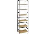 Libreria - Scaffale A Pioli - 6 Livelli - 50 X 30 X 176 Cm - Truciolato E1 - Struttura In Metallo - 15 Kg Per Ripiano - Indipendente - Rovere Chiaro