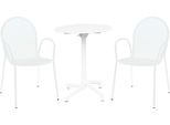 Milanihome.It - Set Tavolo In Metallo Cm Ø 60 X 74 H Con 2 Poltrone Da Giardino Per Esterno Colore Biancodi Colorebianco