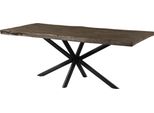 MASSIVMOEBEL24 | Tavolo Da Pranzo In Legno Di Mango 200X100X76 Laccato Grigio / Gambe Incrociate Antracite Matt Freeform 5