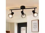 Zmh Led Plafoniera A 3 Fiamme Nera Faretto Da Soffitto E14Lampada Da Soffitto Industriale Orientabile A 350°Lampada Da Cucina Vintage Faretto Da Soggiorno Senza Lampadina