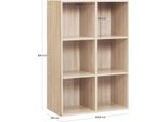 Libreria - Scaffale Verticale A Cubo - 6 Scomparti - 29X59,6X89 Cm - Mdf/Chipboard - Divisorio Per Ambienti - Rovere