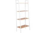 Libreria A Ripiani - Quattro Livelli - Dimensioni 60X35X148 Cm - Pannelli In Mdf - Stile Moderno - A Libera Installazione - Bianco E Rovere Chiaro