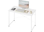 Scrivania Per Ufficio E Scrivania Per Computer - Scrivania 140X60 Cm - Rettangolare - Piano In Legno Con Struttura In Metallo - Facile Da Montare - Moderno - Bianco