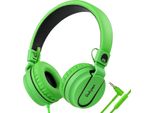 Cuffie Per Bambini Con Cavo, Cuffie Stereo Hd Con Microfono, Jack Aux Da 3,5 Mm, Cuffie On-Ear Pieghevoli Per Scuola/Viaggio/Cellulare/Tablet/Pc Nero Verde