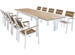 Milanihome.It - Set Tavolo 200/300X100 Struttura In Alluminio Compreso Di 10 Sedute Colore Bianco,Marronedi Colorebianco