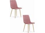Sedia Turin Valora, Velluto, Rosa, Gambe In Legno X2 - Coppia Di Sedie Rosa Con Base Naturale