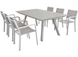 Milanihome.It - Set Tavolo Giardino Allungabile Rettangolare 200/300X110 Con 6 Poltrone In Alluminio Tortora Per Esternodi Coloretortora