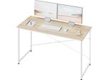 Scrivania Scrivania Per Computer - 120X60 Cm - Struttura In Metallo, Piano In Legno, Rettangolare, Da Assemblare, Per Ufficio/Studio - Rovere Chiaro