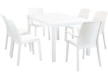 Milanihome.It - Set Tavolo Fisso In Wicker Cm 150X90 Compreso Di 6 Sedute Colore Biancodi Colorebianco