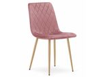 Sedia Valora Turin, Velluto, Gambe In Legno, 1 Pezzo - Sedia Rosa Tenue Con Caldi Accenti In Legno