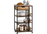 Carrello Portavivande / Carrello Da Cucina - FKW99-N - 6 Ripiani - 1 Cassetto - 50×87×37 Cm - Necessario Il Montaggio - Marrone/Naturale