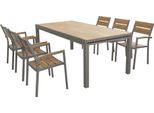 Milanihome.It - Set Tavolo E Sedie Da Giardino Per Esterno In Alluminio Cm 200/300X95X75 H Con 6 Sedute Colore Taupedi Coloretaupe