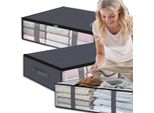 Edibazzar | Set Di Organizer, 2 Pezzi, Per Guardaroba, Biancheria Da Letto, Vestiti, Borsa Grande Grigia, 60 X 45 Cm