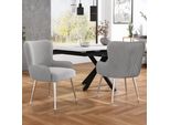 Sedia Da Pranzo In Velluto Sweiko, Set Di 2, Lussuosa, Da Soggiorno, Da Camera Da Letto, Da Salotto Con Quattro Gambe Di Supporto In Metallo Argentato, Con Braccioli E Piedini Regolabili, Supporto Lombare, Grigio